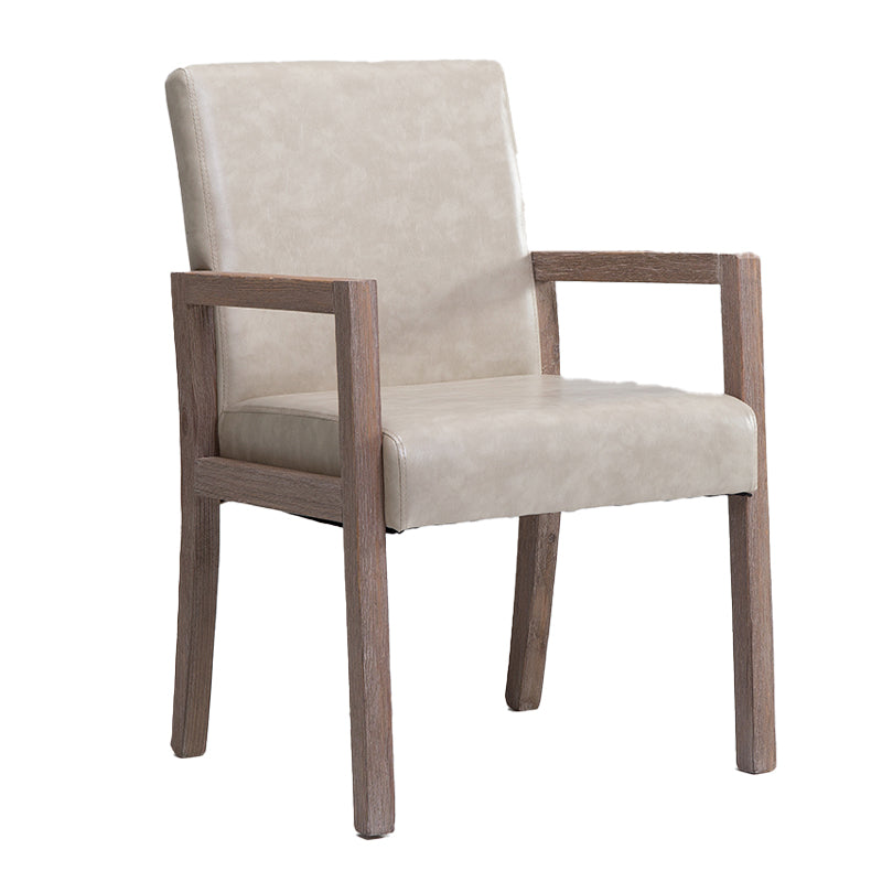 Country Style Arm Chair Solid Back Upholstered Dining Single Armchair Cream Clearhalo ' kitchen&dining_furn' 'Dining Chairs' 'Dining Tables & Seating' 'dining_chair' 'furn' 'furn_dining_chair' 'Furniture' 'furniture_dining_chair' 'Kitchen & Dining Furniture' 'kitchen' 3910740