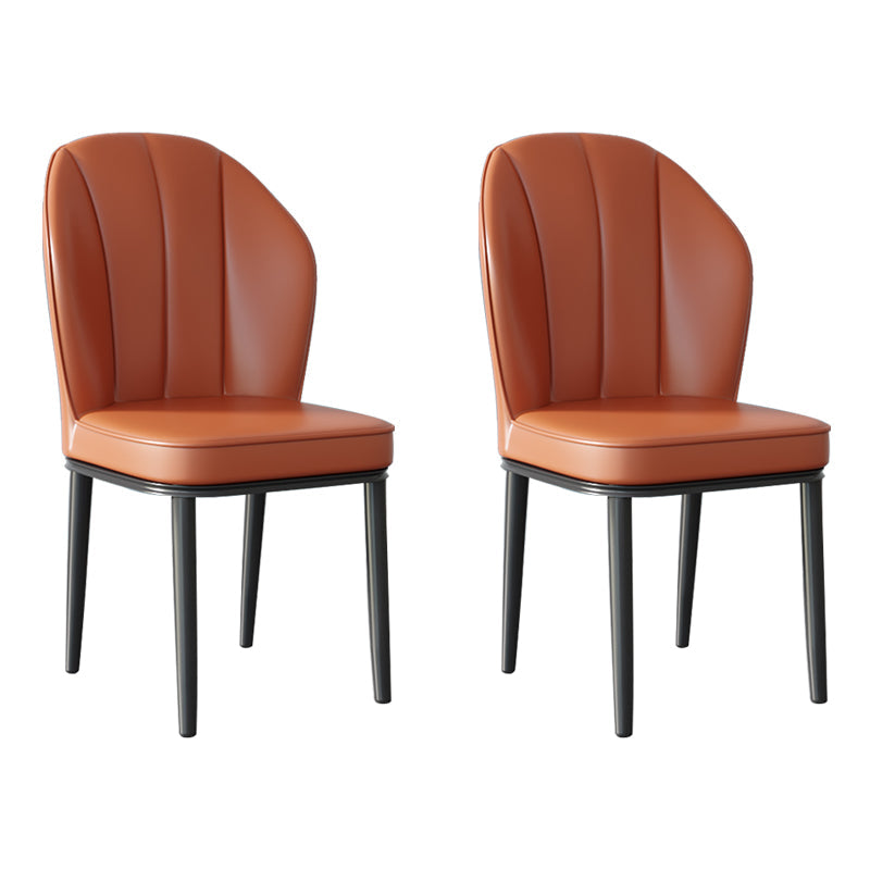 Contemporary Metal Side Chair Dining Room Armless Cushion Wingback Chair Orange Red 2 Piece Set Clearhalo ' kitchen&dining_furn' 'Dining Chairs' 'Dining Tables & Seating' 'dining_chair' 'furn' 'furn_dining_chair' 'Furniture' 'furniture_dining_chair' 'Kitchen & Dining Furniture' 'kitchen' 3910751