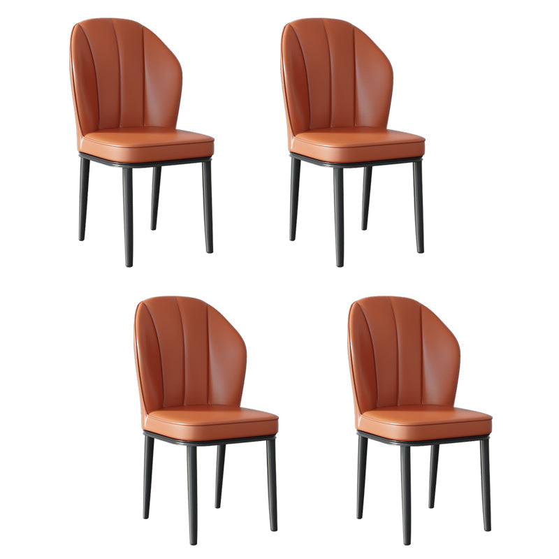 Contemporary Metal Side Chair Dining Room Armless Cushion Wingback Chair Orange Red 4 Piece Set Clearhalo ' kitchen&dining_furn' 'Dining Chairs' 'Dining Tables & Seating' 'dining_chair' 'furn' 'furn_dining_chair' 'Furniture' 'furniture_dining_chair' 'Kitchen & Dining Furniture' 'kitchen' 3910752
