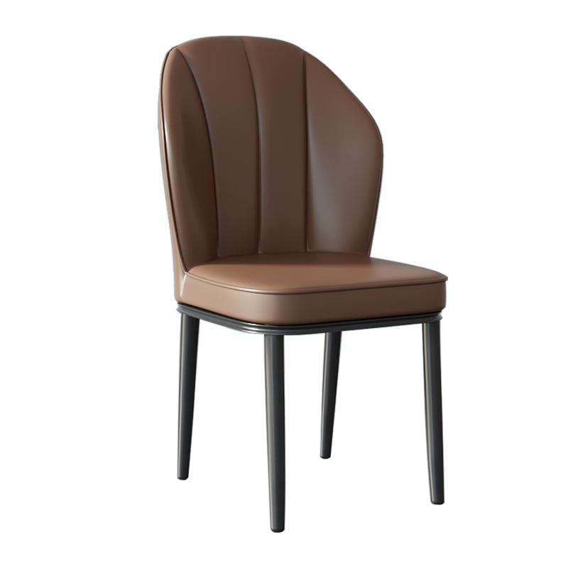 Contemporary Metal Side Chair Dining Room Armless Cushion Wingback Chair Dark Brown 1 Piece Clearhalo ' kitchen&dining_furn' 'Dining Chairs' 'Dining Tables & Seating' 'dining_chair' 'furn' 'furn_dining_chair' 'Furniture' 'furniture_dining_chair' 'Kitchen & Dining Furniture' 'kitchen' 3910755
