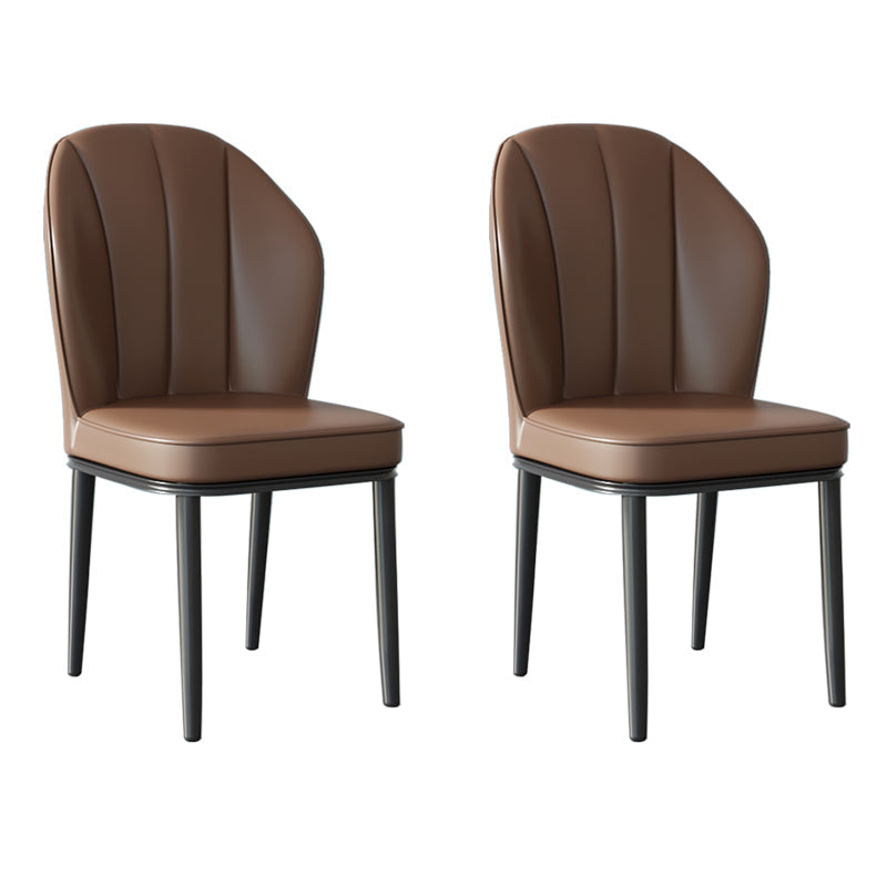 Contemporary Metal Side Chair Dining Room Armless Cushion Wingback Chair Dark Brown 2 Piece Set Clearhalo ' kitchen&dining_furn' 'Dining Chairs' 'Dining Tables & Seating' 'dining_chair' 'furn' 'furn_dining_chair' 'Furniture' 'furniture_dining_chair' 'Kitchen & Dining Furniture' 'kitchen' 3910757