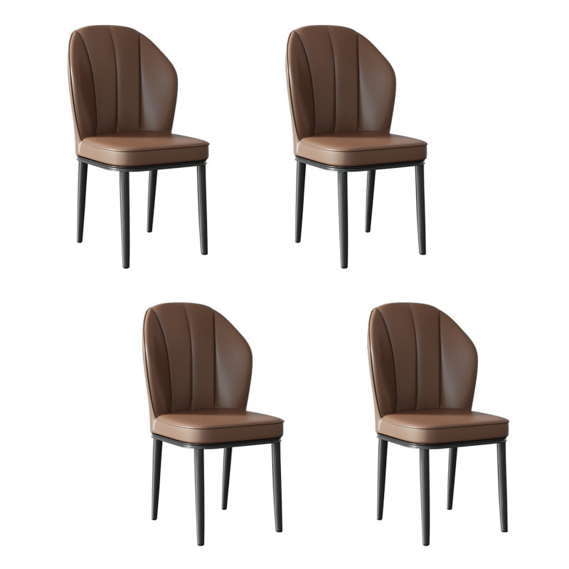 Contemporary Metal Side Chair Dining Room Armless Cushion Wingback Chair Dark Brown 4 Piece Set Clearhalo ' kitchen&dining_furn' 'Dining Chairs' 'Dining Tables & Seating' 'dining_chair' 'furn' 'furn_dining_chair' 'Furniture' 'furniture_dining_chair' 'Kitchen & Dining Furniture' 'kitchen' 3910758