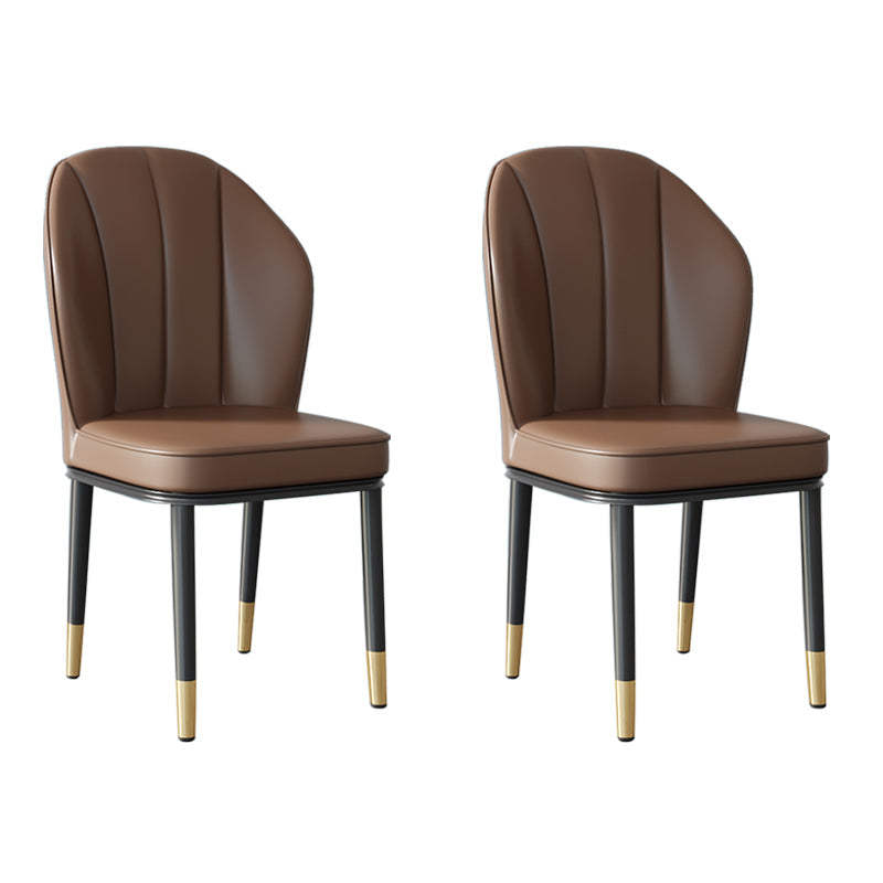 Contemporary Metal Side Chair Dining Room Armless Cushion Wingback Chair Brown 2 Piece Set Clearhalo ' kitchen&dining_furn' 'Dining Chairs' 'Dining Tables & Seating' 'dining_chair' 'furn' 'furn_dining_chair' 'Furniture' 'furniture_dining_chair' 'Kitchen & Dining Furniture' 'kitchen' 3910763
