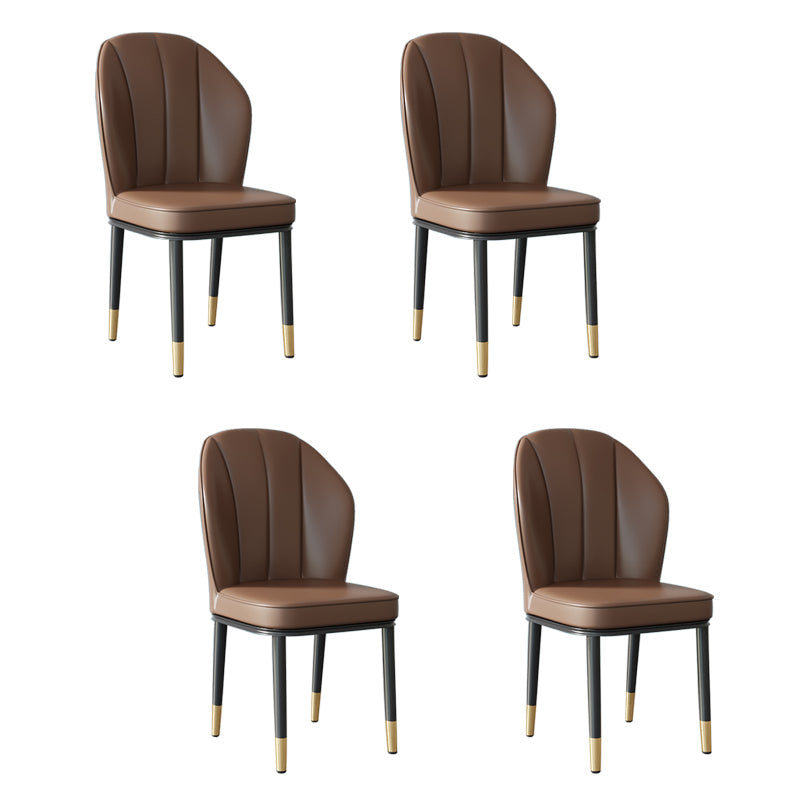 Contemporary Metal Side Chair Dining Room Armless Cushion Wingback Chair Brown 4 Piece Set Clearhalo ' kitchen&dining_furn' 'Dining Chairs' 'Dining Tables & Seating' 'dining_chair' 'furn' 'furn_dining_chair' 'Furniture' 'furniture_dining_chair' 'Kitchen & Dining Furniture' 'kitchen' 3910765