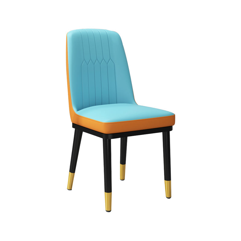 Contemporary Metal Side Chair Dining Room Armless Cushion Wingback Chair Blue-Orange 1 Piece Clearhalo ' kitchen&dining_furn' 'Dining Chairs' 'Dining Tables & Seating' 'dining_chair' 'furn' 'furn_dining_chair' 'Furniture' 'furniture_dining_chair' 'Kitchen & Dining Furniture' 'kitchen' 3910767