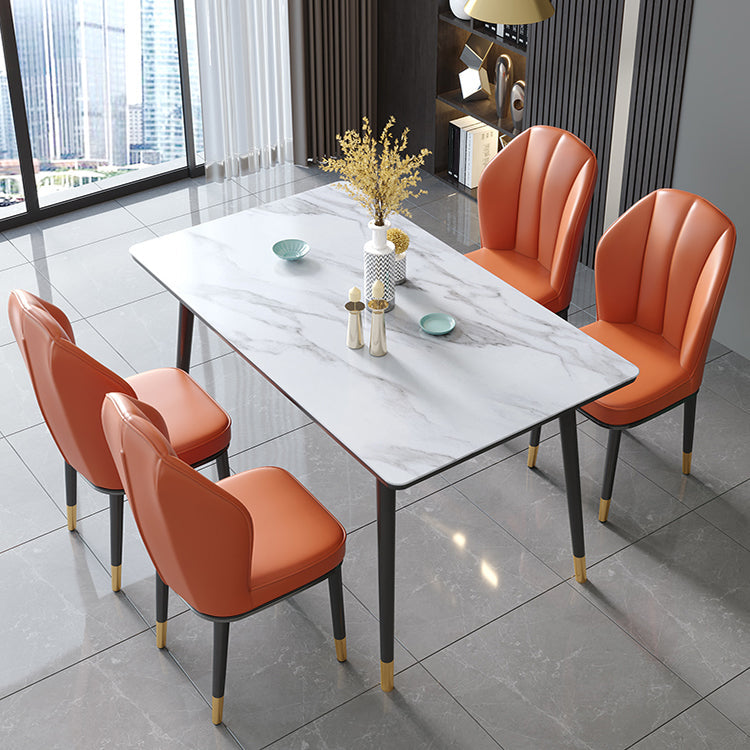 Contemporary Metal Side Chair Dining Room Armless Cushion Wingback Chair Clearhalo ' kitchen&dining_furn' 'Dining Chairs' 'Dining Tables & Seating' 'dining_chair' 'furn' 'furn_dining_chair' 'Furniture' 'furniture_dining_chair' 'Kitchen & Dining Furniture' 'kitchen' 3910769