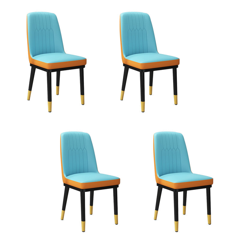 Contemporary Metal Side Chair Dining Room Armless Cushion Wingback Chair Blue-Orange 4 Piece Set Clearhalo ' kitchen&dining_furn' 'Dining Chairs' 'Dining Tables & Seating' 'dining_chair' 'furn' 'furn_dining_chair' 'Furniture' 'furniture_dining_chair' 'Kitchen & Dining Furniture' 'kitchen' 3910770