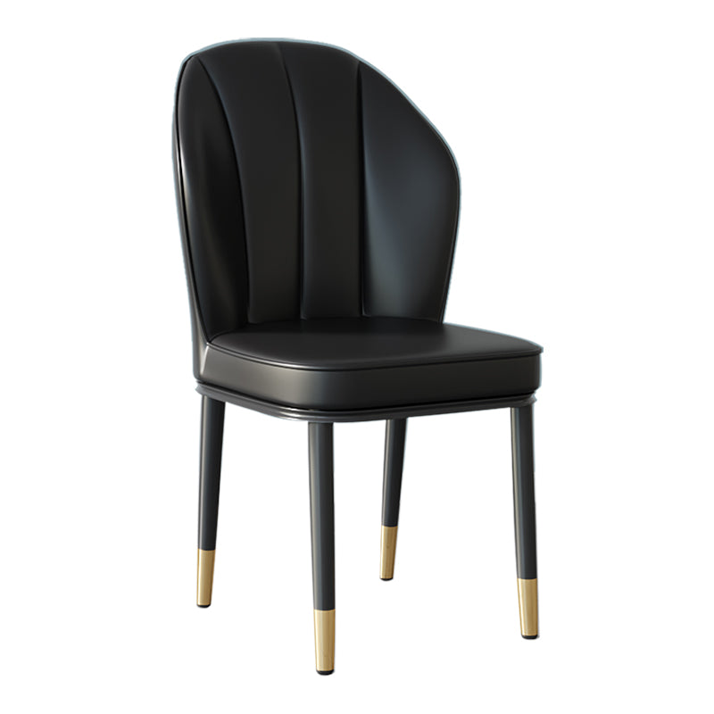 Contemporary Metal Side Chair Dining Room Armless Cushion Wingback Chair Black 1 Piece Clearhalo ' kitchen&dining_furn' 'Dining Chairs' 'Dining Tables & Seating' 'dining_chair' 'furn' 'furn_dining_chair' 'Furniture' 'furniture_dining_chair' 'Kitchen & Dining Furniture' 'kitchen' 3910771