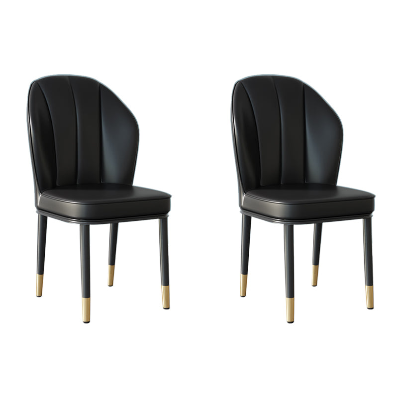 Contemporary Metal Side Chair Dining Room Armless Cushion Wingback Chair Black 2 Piece Set Clearhalo ' kitchen&dining_furn' 'Dining Chairs' 'Dining Tables & Seating' 'dining_chair' 'furn' 'furn_dining_chair' 'Furniture' 'furniture_dining_chair' 'Kitchen & Dining Furniture' 'kitchen' 3910772