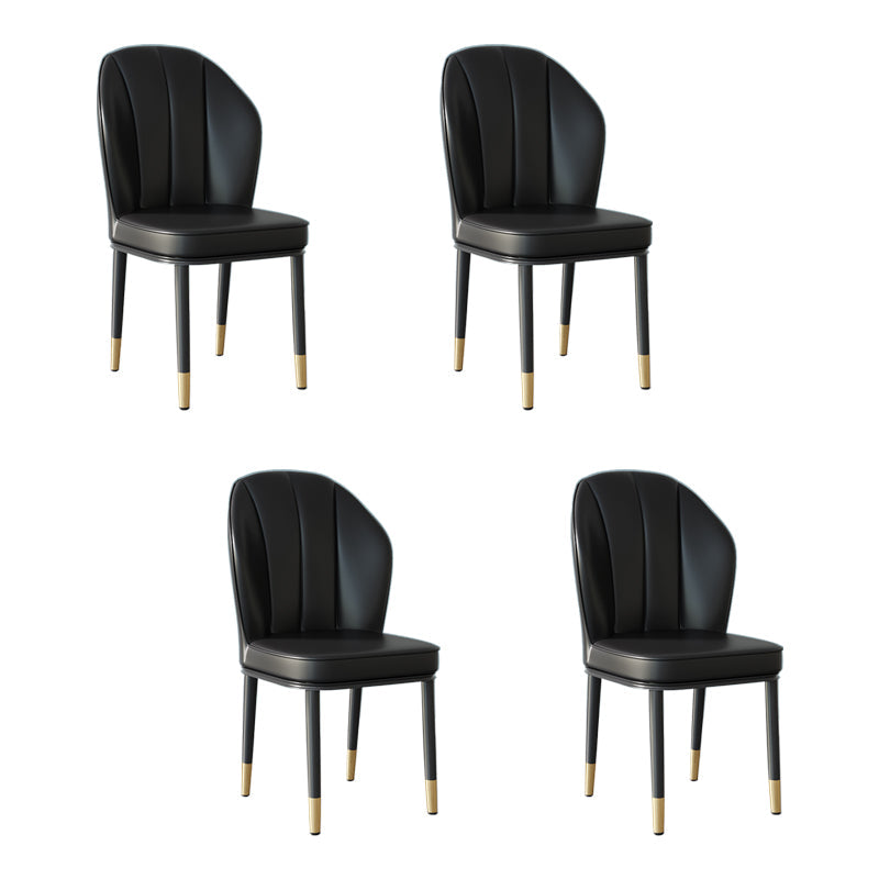 Contemporary Metal Side Chair Dining Room Armless Cushion Wingback Chair Black 4 Piece Set Clearhalo ' kitchen&dining_furn' 'Dining Chairs' 'Dining Tables & Seating' 'dining_chair' 'furn' 'furn_dining_chair' 'Furniture' 'furniture_dining_chair' 'Kitchen & Dining Furniture' 'kitchen' 3910773