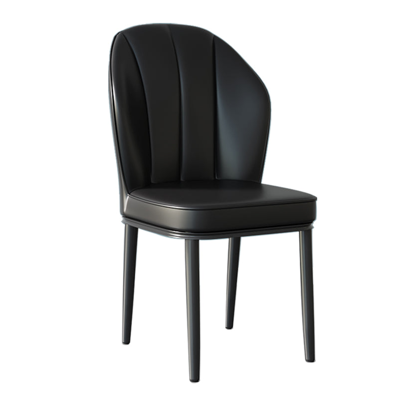Contemporary Metal Side Chair Dining Room Armless Cushion Wingback Chair Matte Black 1 Piece Clearhalo ' kitchen&dining_furn' 'Dining Chairs' 'Dining Tables & Seating' 'dining_chair' 'furn' 'furn_dining_chair' 'Furniture' 'furniture_dining_chair' 'Kitchen & Dining Furniture' 'kitchen' 3910774