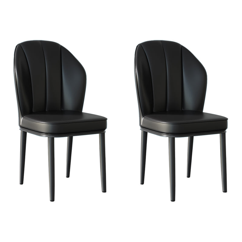 Contemporary Metal Side Chair Dining Room Armless Cushion Wingback Chair Matte Black 2 Piece Set Clearhalo ' kitchen&dining_furn' 'Dining Chairs' 'Dining Tables & Seating' 'dining_chair' 'furn' 'furn_dining_chair' 'Furniture' 'furniture_dining_chair' 'Kitchen & Dining Furniture' 'kitchen' 3910775
