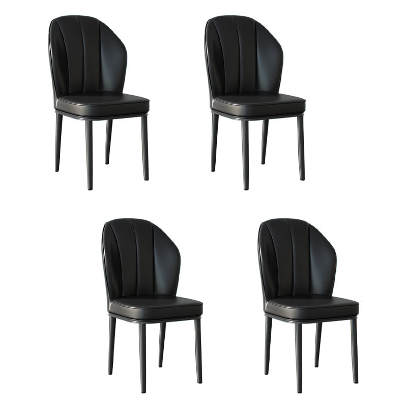 Contemporary Metal Side Chair Dining Room Armless Cushion Wingback Chair Matte Black 4 Piece Set Clearhalo ' kitchen&dining_furn' 'Dining Chairs' 'Dining Tables & Seating' 'dining_chair' 'furn' 'furn_dining_chair' 'Furniture' 'furniture_dining_chair' 'Kitchen & Dining Furniture' 'kitchen' 3910776