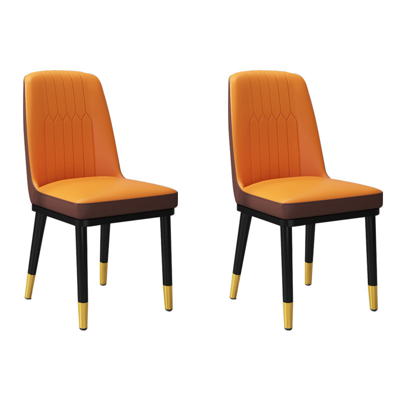 Contemporary Metal Side Chair Dining Room Armless Cushion Wingback Chair Khaki-Orange 2 Piece Set Clearhalo ' kitchen&dining_furn' 'Dining Chairs' 'Dining Tables & Seating' 'dining_chair' 'furn' 'furn_dining_chair' 'Furniture' 'furniture_dining_chair' 'Kitchen & Dining Furniture' 'kitchen' 3910781