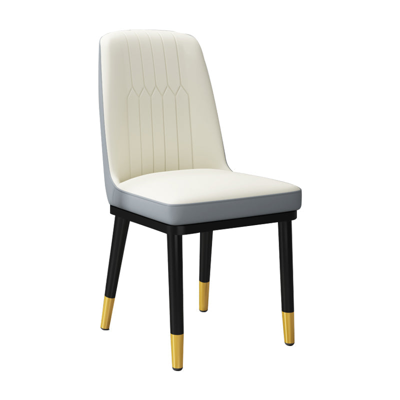 Contemporary Metal Side Chair Dining Room Armless Cushion Wingback Chair Cream Gray 1 Piece Clearhalo ' kitchen&dining_furn' 'Dining Chairs' 'Dining Tables & Seating' 'dining_chair' 'furn' 'furn_dining_chair' 'Furniture' 'furniture_dining_chair' 'Kitchen & Dining Furniture' 'kitchen' 3910783