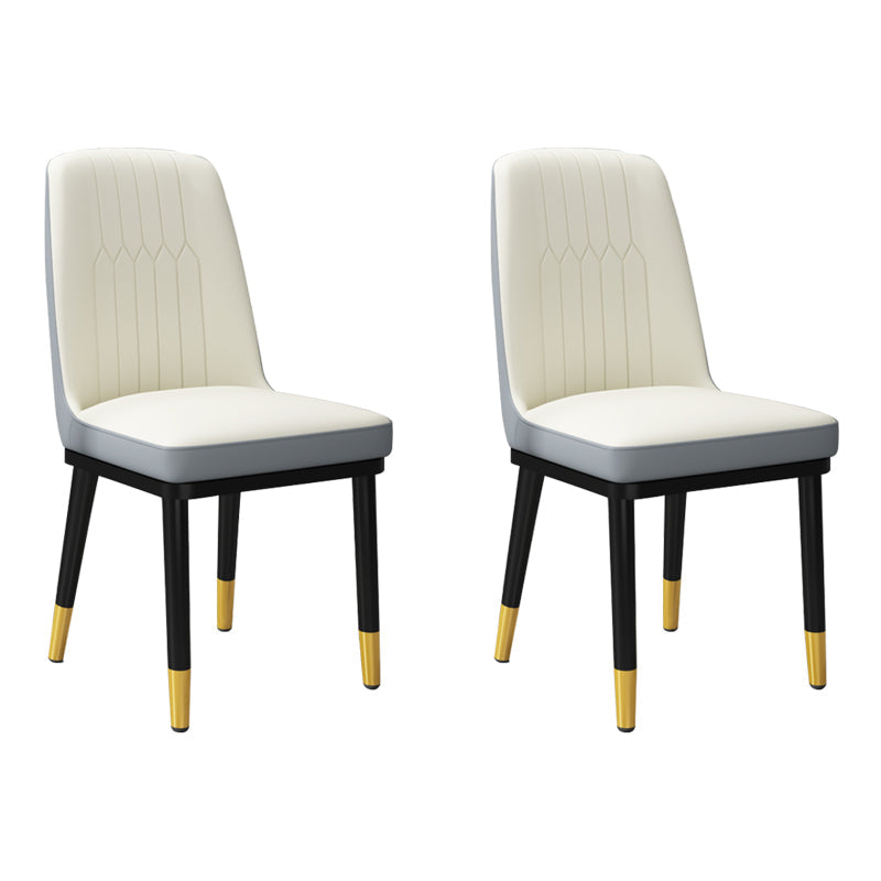 Contemporary Metal Side Chair Dining Room Armless Cushion Wingback Chair Cream Gray 2 Piece Set Clearhalo ' kitchen&dining_furn' 'Dining Chairs' 'Dining Tables & Seating' 'dining_chair' 'furn' 'furn_dining_chair' 'Furniture' 'furniture_dining_chair' 'Kitchen & Dining Furniture' 'kitchen' 3910784