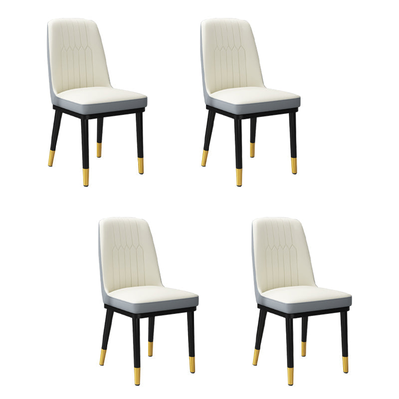 Contemporary Metal Side Chair Dining Room Armless Cushion Wingback Chair Cream Gray 4 Piece Set Clearhalo ' kitchen&dining_furn' 'Dining Chairs' 'Dining Tables & Seating' 'dining_chair' 'furn' 'furn_dining_chair' 'Furniture' 'furniture_dining_chair' 'Kitchen & Dining Furniture' 'kitchen' 3910785