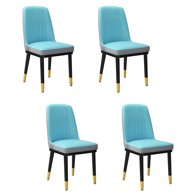 Contemporary Metal Side Chair Dining Room Armless Cushion Wingback Chair Dark Blue-Gray 4 Piece Set Clearhalo ' kitchen&dining_furn' 'Dining Chairs' 'Dining Tables & Seating' 'dining_chair' 'furn' 'furn_dining_chair' 'Furniture' 'furniture_dining_chair' 'Kitchen & Dining Furniture' 'kitchen' 3910791