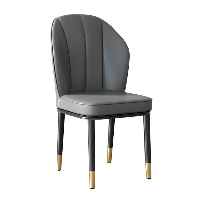 Contemporary Metal Side Chair Dining Room Armless Cushion Wingback Chair Dark Gray 1 Piece Clearhalo ' kitchen&dining_furn' 'Dining Chairs' 'Dining Tables & Seating' 'dining_chair' 'furn' 'furn_dining_chair' 'Furniture' 'furniture_dining_chair' 'Kitchen & Dining Furniture' 'kitchen' 3910792