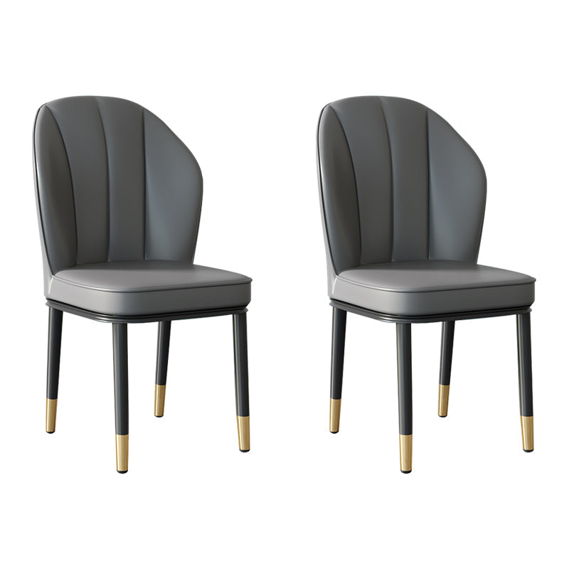 Contemporary Metal Side Chair Dining Room Armless Cushion Wingback Chair Dark Gray 2 Piece Set Clearhalo ' kitchen&dining_furn' 'Dining Chairs' 'Dining Tables & Seating' 'dining_chair' 'furn' 'furn_dining_chair' 'Furniture' 'furniture_dining_chair' 'Kitchen & Dining Furniture' 'kitchen' 3910793