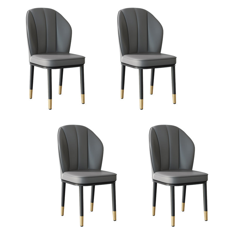 Contemporary Metal Side Chair Dining Room Armless Cushion Wingback Chair Dark Gray 4 Piece Set Clearhalo ' kitchen&dining_furn' 'Dining Chairs' 'Dining Tables & Seating' 'dining_chair' 'furn' 'furn_dining_chair' 'Furniture' 'furniture_dining_chair' 'Kitchen & Dining Furniture' 'kitchen' 3910794