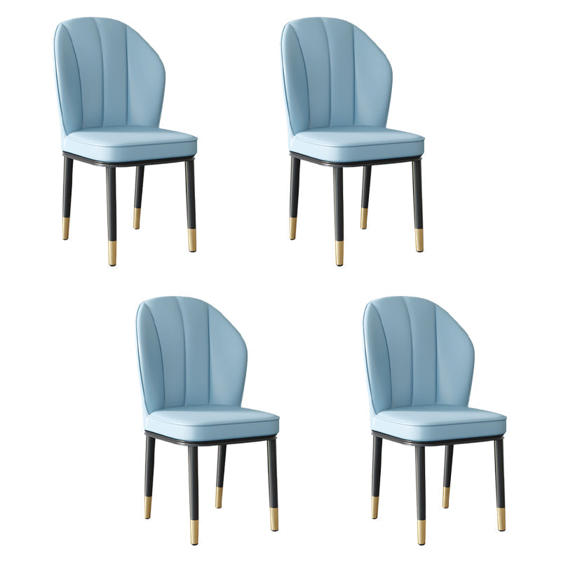 Contemporary Metal Side Chair Dining Room Armless Cushion Wingback Chair Light Blue 4 Piece Set Clearhalo ' kitchen&dining_furn' 'Dining Chairs' 'Dining Tables & Seating' 'dining_chair' 'furn' 'furn_dining_chair' 'Furniture' 'furniture_dining_chair' 'Kitchen & Dining Furniture' 'kitchen' 3910803
