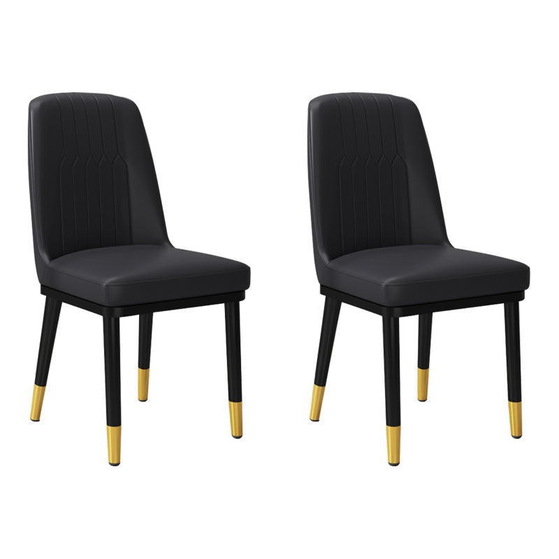 Contemporary Metal Side Chair Dining Room Armless Cushion Wingback Chair Gloss Black 2 Piece Set Clearhalo ' kitchen&dining_furn' 'Dining Chairs' 'Dining Tables & Seating' 'dining_chair' 'furn' 'furn_dining_chair' 'Furniture' 'furniture_dining_chair' 'Kitchen & Dining Furniture' 'kitchen' 3910808
