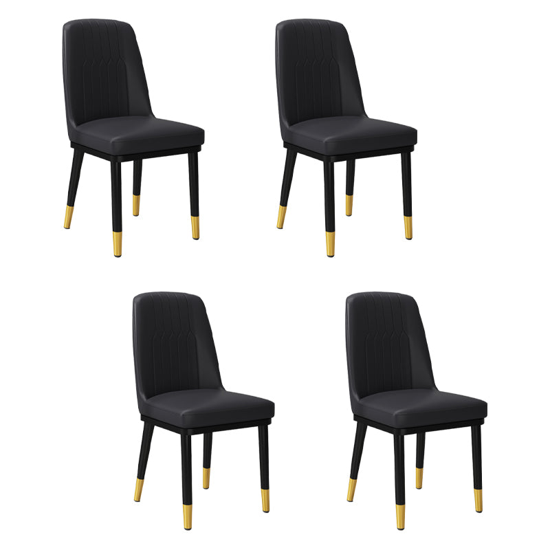 Contemporary Metal Side Chair Dining Room Armless Cushion Wingback Chair Gloss Black 4 Piece Set Clearhalo ' kitchen&dining_furn' 'Dining Chairs' 'Dining Tables & Seating' 'dining_chair' 'furn' 'furn_dining_chair' 'Furniture' 'furniture_dining_chair' 'Kitchen & Dining Furniture' 'kitchen' 3910809