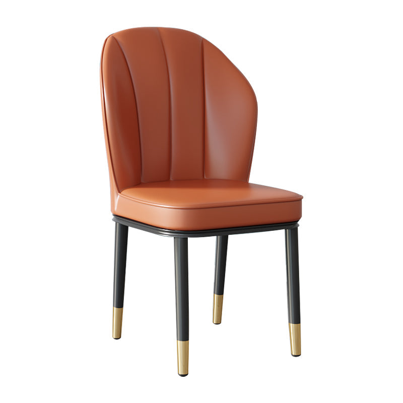 Contemporary Metal Side Chair Dining Room Armless Cushion Wingback Chair Orange 1 Piece Clearhalo ' kitchen&dining_furn' 'Dining Chairs' 'Dining Tables & Seating' 'dining_chair' 'furn' 'furn_dining_chair' 'Furniture' 'furniture_dining_chair' 'Kitchen & Dining Furniture' 'kitchen' 3910810