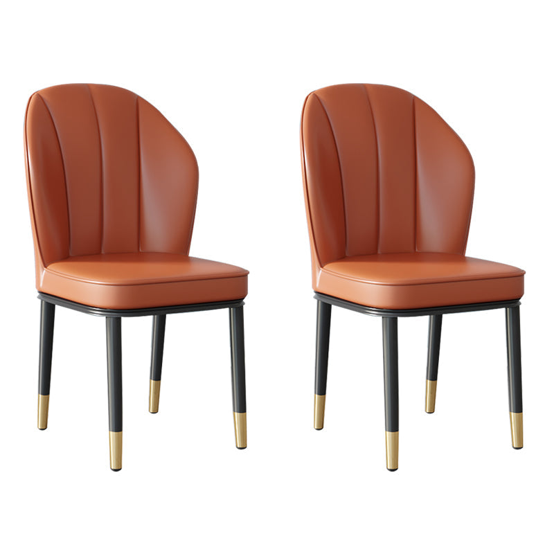 Contemporary Metal Side Chair Dining Room Armless Cushion Wingback Chair Orange 2 Piece Set Clearhalo ' kitchen&dining_furn' 'Dining Chairs' 'Dining Tables & Seating' 'dining_chair' 'furn' 'furn_dining_chair' 'Furniture' 'furniture_dining_chair' 'Kitchen & Dining Furniture' 'kitchen' 3910811