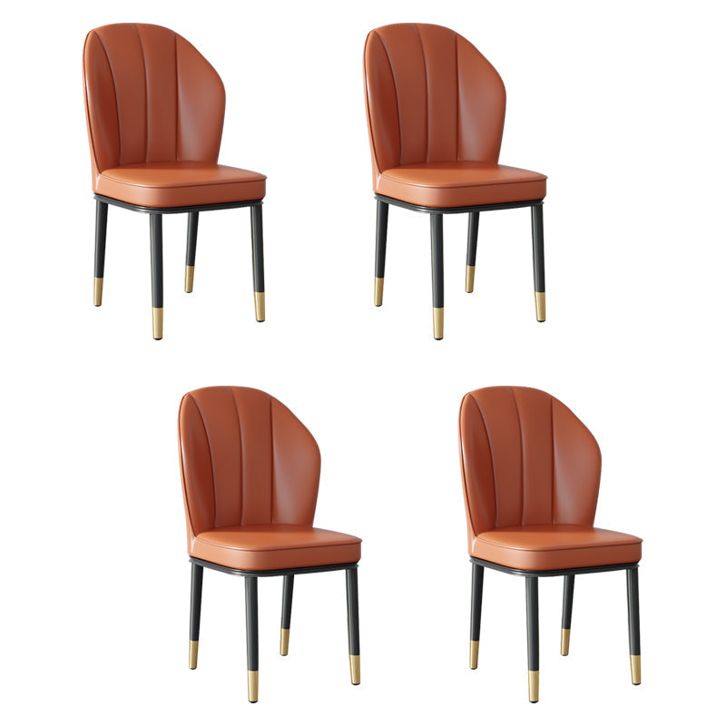 Contemporary Metal Side Chair Dining Room Armless Cushion Wingback Chair Orange 4 Piece Set Clearhalo ' kitchen&dining_furn' 'Dining Chairs' 'Dining Tables & Seating' 'dining_chair' 'furn' 'furn_dining_chair' 'Furniture' 'furniture_dining_chair' 'Kitchen & Dining Furniture' 'kitchen' 3910812