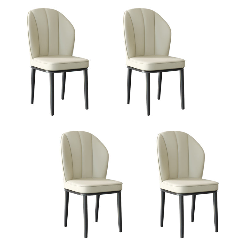 Contemporary Metal Side Chair Dining Room Armless Cushion Wingback Chair Beige 4 Piece Set Clearhalo ' kitchen&dining_furn' 'Dining Chairs' 'Dining Tables & Seating' 'dining_chair' 'furn' 'furn_dining_chair' 'Furniture' 'furniture_dining_chair' 'Kitchen & Dining Furniture' 'kitchen' 3910815