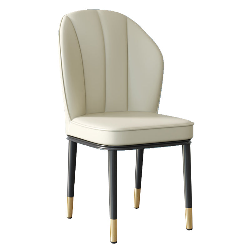 Contemporary Metal Side Chair Dining Room Armless Cushion Wingback Chair Off-White 1 Piece Clearhalo ' kitchen&dining_furn' 'Dining Chairs' 'Dining Tables & Seating' 'dining_chair' 'furn' 'furn_dining_chair' 'Furniture' 'furniture_dining_chair' 'Kitchen & Dining Furniture' 'kitchen' 3910816