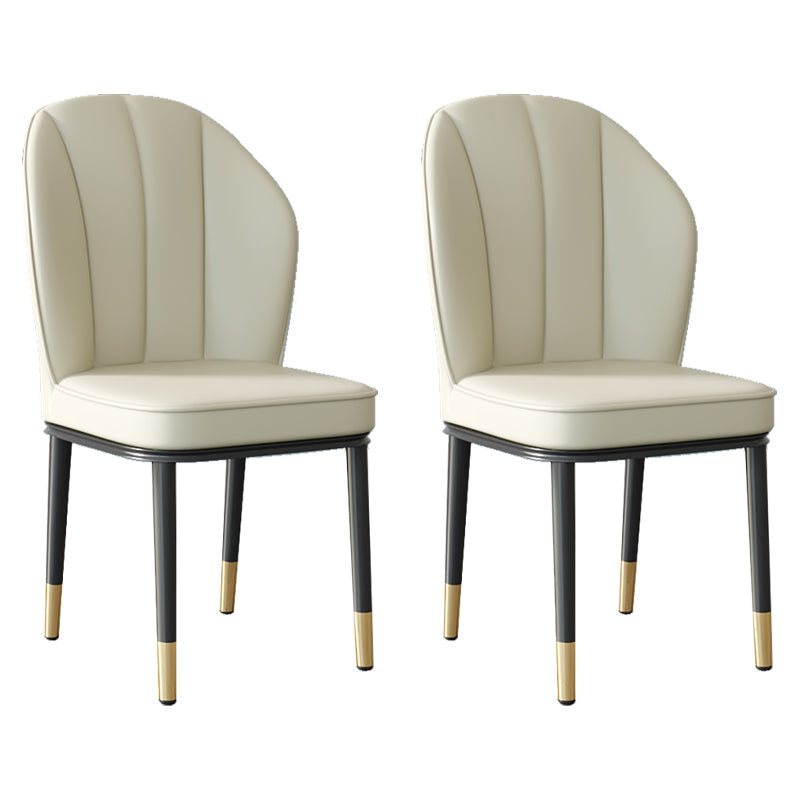 Contemporary Metal Side Chair Dining Room Armless Cushion Wingback Chair Off-White 2 Piece Set Clearhalo ' kitchen&dining_furn' 'Dining Chairs' 'Dining Tables & Seating' 'dining_chair' 'furn' 'furn_dining_chair' 'Furniture' 'furniture_dining_chair' 'Kitchen & Dining Furniture' 'kitchen' 3910817