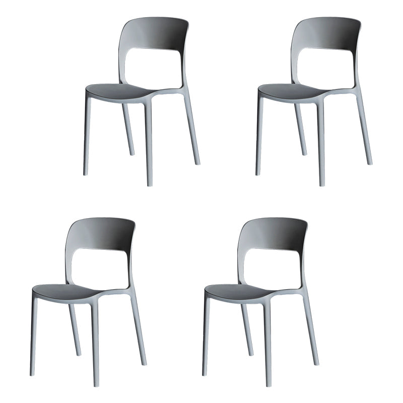 Contemporary Plastic Dining Room Chairs Open Back Dining Side Chair for Restaurant Use Grey 4 Piece Set Clearhalo ' kitchen&dining_furn' 'Dining Chairs' 'Dining Tables & Seating' 'dining_chair' 'furn' 'furn_dining_chair' 'Furniture' 'furniture_dining_chair' 'Kitchen & Dining Furniture' 'kitchen' 3910822