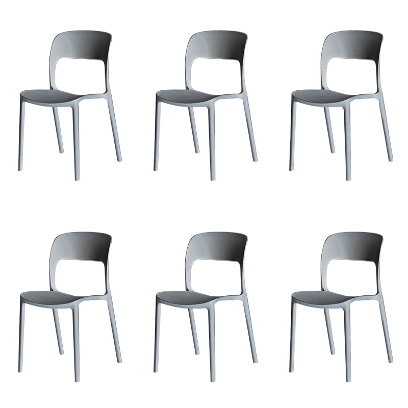 Contemporary Plastic Dining Room Chairs Open Back Dining Side Chair for Restaurant Use Grey 6 Piece Set Clearhalo ' kitchen&dining_furn' 'Dining Chairs' 'Dining Tables & Seating' 'dining_chair' 'furn' 'furn_dining_chair' 'Furniture' 'furniture_dining_chair' 'Kitchen & Dining Furniture' 'kitchen' 3910824