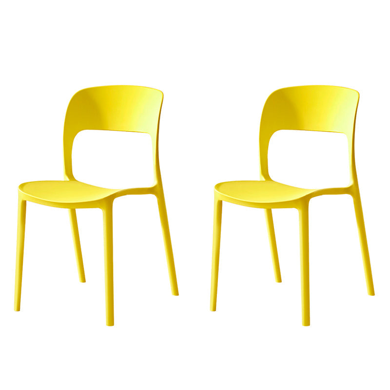 Contemporary Plastic Dining Room Chairs Open Back Dining Side Chair for Restaurant Use Yellow 2 Piece Set Clearhalo ' kitchen&dining_furn' 'Dining Chairs' 'Dining Tables & Seating' 'dining_chair' 'furn' 'furn_dining_chair' 'Furniture' 'furniture_dining_chair' 'Kitchen & Dining Furniture' 'kitchen' 3910826