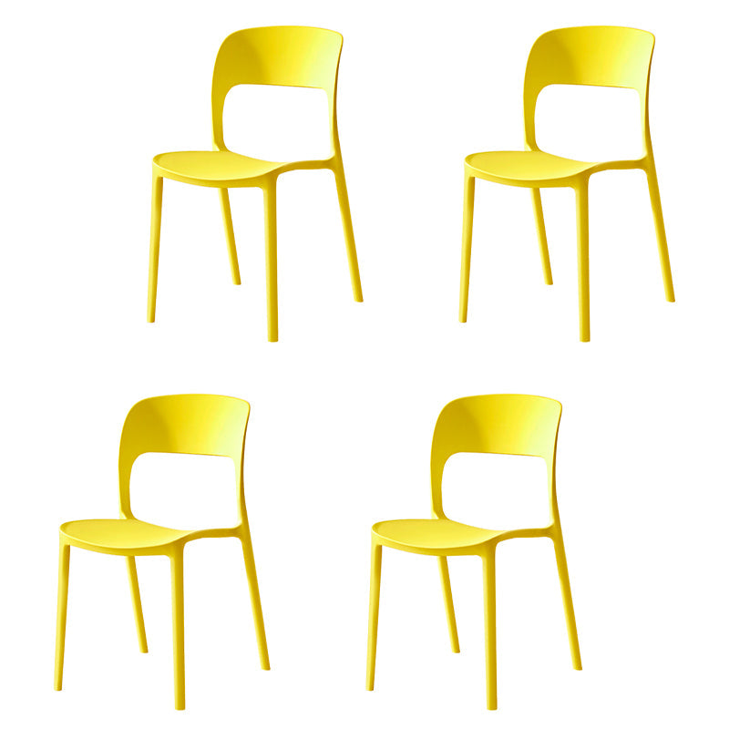 Contemporary Plastic Dining Room Chairs Open Back Dining Side Chair for Restaurant Use Yellow 4 Piece Set Clearhalo ' kitchen&dining_furn' 'Dining Chairs' 'Dining Tables & Seating' 'dining_chair' 'furn' 'furn_dining_chair' 'Furniture' 'furniture_dining_chair' 'Kitchen & Dining Furniture' 'kitchen' 3910828