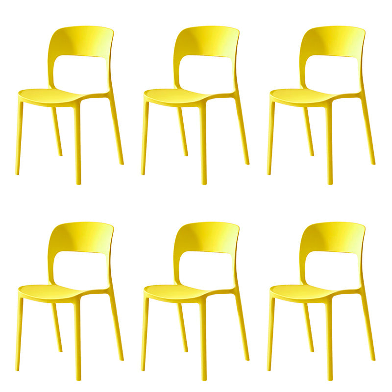 Contemporary Plastic Dining Room Chairs Open Back Dining Side Chair for Restaurant Use Yellow 6 Piece Set Clearhalo ' kitchen&dining_furn' 'Dining Chairs' 'Dining Tables & Seating' 'dining_chair' 'furn' 'furn_dining_chair' 'Furniture' 'furniture_dining_chair' 'Kitchen & Dining Furniture' 'kitchen' 3910830