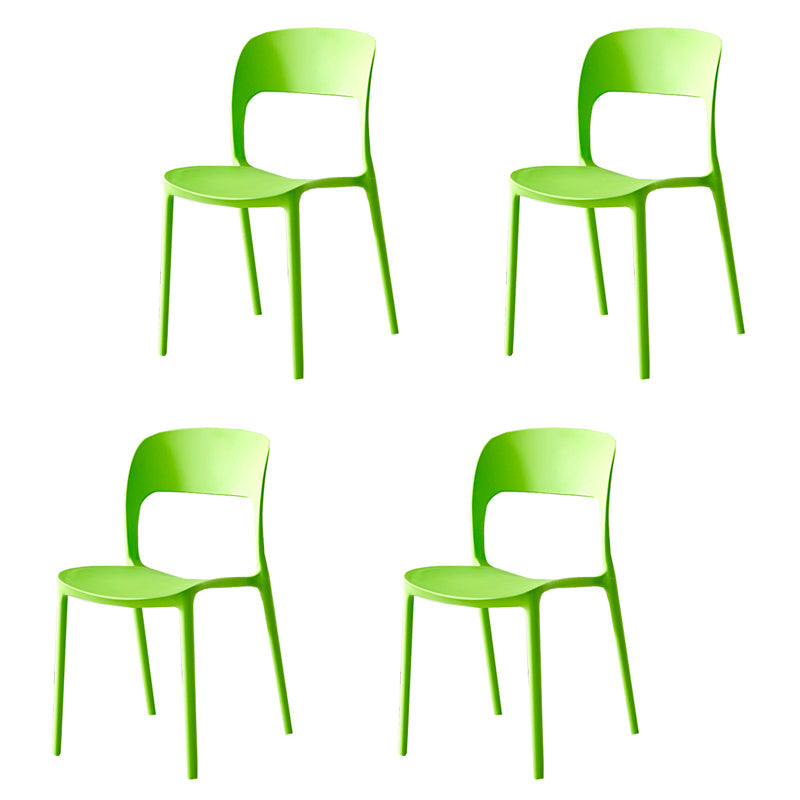 Contemporary Plastic Dining Room Chairs Open Back Dining Side Chair for Restaurant Use Green 4 Piece Set Clearhalo ' kitchen&dining_furn' 'Dining Chairs' 'Dining Tables & Seating' 'dining_chair' 'furn' 'furn_dining_chair' 'Furniture' 'furniture_dining_chair' 'Kitchen & Dining Furniture' 'kitchen' 3910834