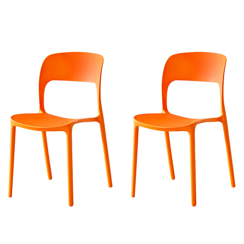 Contemporary Plastic Dining Room Chairs Open Back Dining Side Chair for Restaurant Use Orange 2 Piece Set Clearhalo ' kitchen&dining_furn' 'Dining Chairs' 'Dining Tables & Seating' 'dining_chair' 'furn' 'furn_dining_chair' 'Furniture' 'furniture_dining_chair' 'Kitchen & Dining Furniture' 'kitchen' 3910836