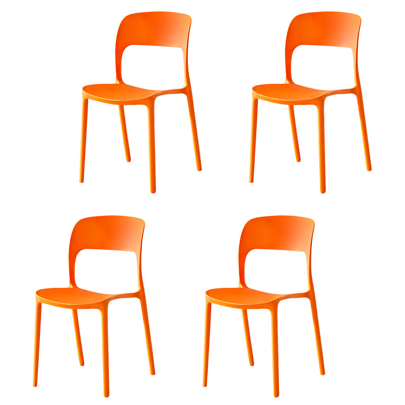 Contemporary Plastic Dining Room Chairs Open Back Dining Side Chair for Restaurant Use Orange 4 Piece Set Clearhalo ' kitchen&dining_furn' 'Dining Chairs' 'Dining Tables & Seating' 'dining_chair' 'furn' 'furn_dining_chair' 'Furniture' 'furniture_dining_chair' 'Kitchen & Dining Furniture' 'kitchen' 3910837