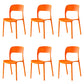 Contemporary Plastic Dining Room Chairs Open Back Dining Side Chair for Restaurant Use Orange 6 Piece Set Clearhalo ' kitchen&dining_furn' 'Dining Chairs' 'Dining Tables & Seating' 'dining_chair' 'furn' 'furn_dining_chair' 'Furniture' 'furniture_dining_chair' 'Kitchen & Dining Furniture' 'kitchen' 3910838