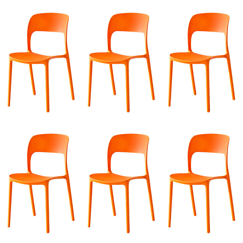 Contemporary Plastic Dining Room Chairs Open Back Dining Side Chair for Restaurant Use Orange 6 Piece Set Clearhalo ' kitchen&dining_furn' 'Dining Chairs' 'Dining Tables & Seating' 'dining_chair' 'furn' 'furn_dining_chair' 'Furniture' 'furniture_dining_chair' 'Kitchen & Dining Furniture' 'kitchen' 3910838