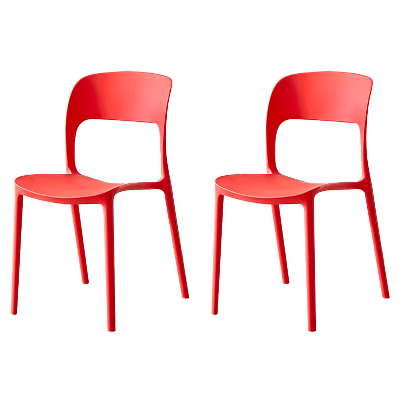 Contemporary Plastic Dining Room Chairs Open Back Dining Side Chair for Restaurant Use Red 2 Piece Set Clearhalo ' kitchen&dining_furn' 'Dining Chairs' 'Dining Tables & Seating' 'dining_chair' 'furn' 'furn_dining_chair' 'Furniture' 'furniture_dining_chair' 'Kitchen & Dining Furniture' 'kitchen' 3910839