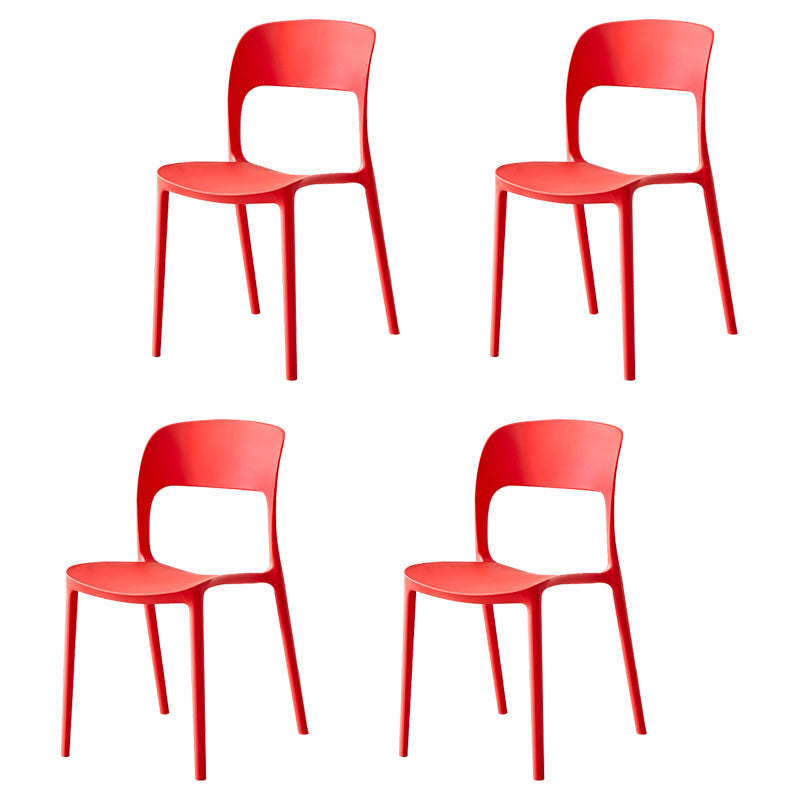 Contemporary Plastic Dining Room Chairs Open Back Dining Side Chair for Restaurant Use Red 4 Piece Set Clearhalo ' kitchen&dining_furn' 'Dining Chairs' 'Dining Tables & Seating' 'dining_chair' 'furn' 'furn_dining_chair' 'Furniture' 'furniture_dining_chair' 'Kitchen & Dining Furniture' 'kitchen' 3910840