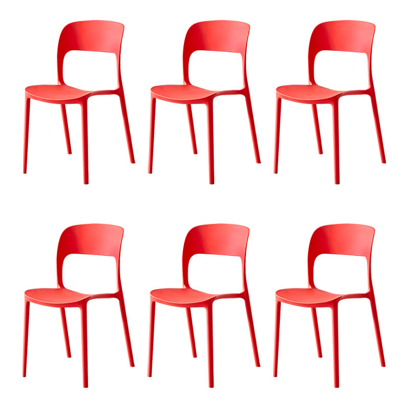 Contemporary Plastic Dining Room Chairs Open Back Dining Side Chair for Restaurant Use Red 6 Piece Set Clearhalo ' kitchen&dining_furn' 'Dining Chairs' 'Dining Tables & Seating' 'dining_chair' 'furn' 'furn_dining_chair' 'Furniture' 'furniture_dining_chair' 'Kitchen & Dining Furniture' 'kitchen' 3910841
