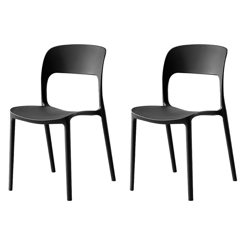 Contemporary Plastic Dining Room Chairs Open Back Dining Side Chair for Restaurant Use Black 2 Piece Set Clearhalo ' kitchen&dining_furn' 'Dining Chairs' 'Dining Tables & Seating' 'dining_chair' 'furn' 'furn_dining_chair' 'Furniture' 'furniture_dining_chair' 'Kitchen & Dining Furniture' 'kitchen' 3910842