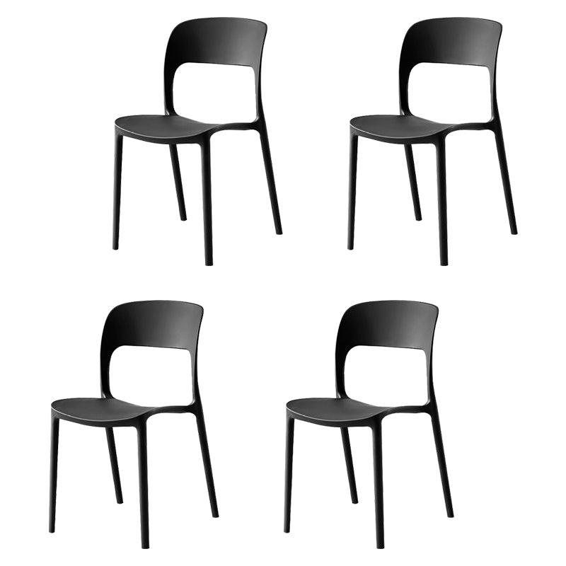 Contemporary Plastic Dining Room Chairs Open Back Dining Side Chair for Restaurant Use Black 4 Piece Set Clearhalo ' kitchen&dining_furn' 'Dining Chairs' 'Dining Tables & Seating' 'dining_chair' 'furn' 'furn_dining_chair' 'Furniture' 'furniture_dining_chair' 'Kitchen & Dining Furniture' 'kitchen' 3910843