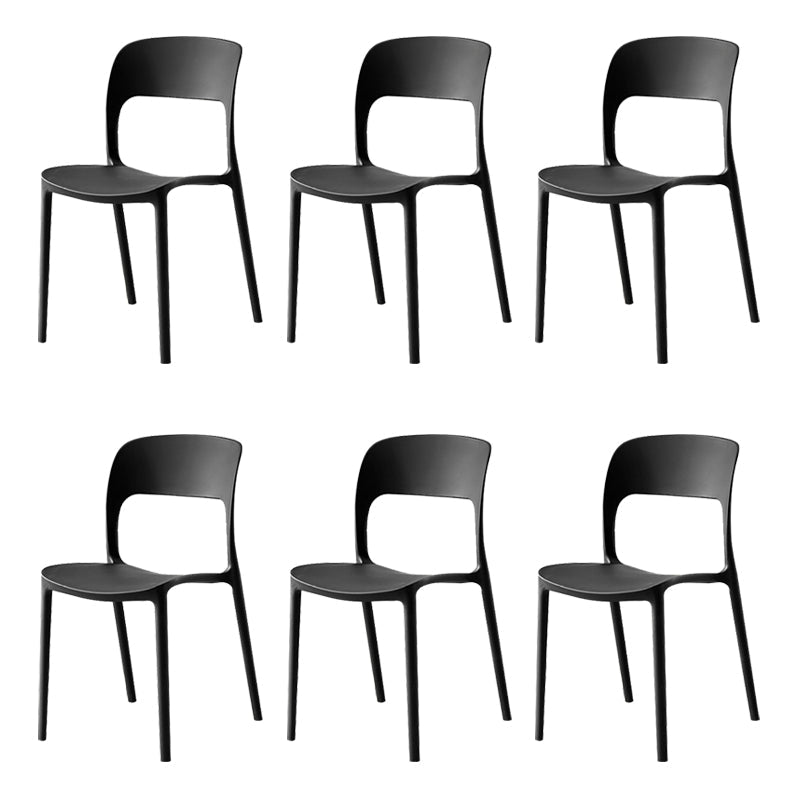 Contemporary Plastic Dining Room Chairs Open Back Dining Side Chair for Restaurant Use Black 6 Piece Set Clearhalo ' kitchen&dining_furn' 'Dining Chairs' 'Dining Tables & Seating' 'dining_chair' 'furn' 'furn_dining_chair' 'Furniture' 'furniture_dining_chair' 'Kitchen & Dining Furniture' 'kitchen' 3910844